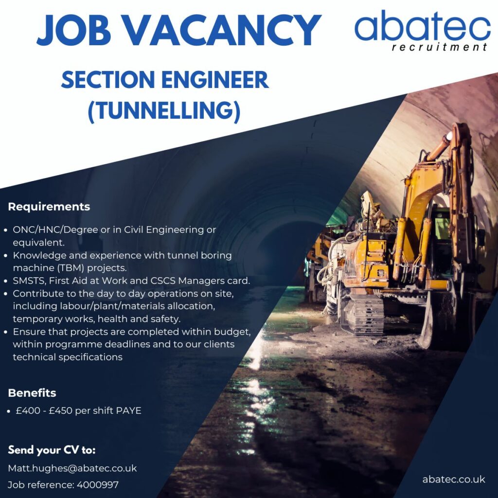 Job Applicant Vacancy Engineering Tunnelling