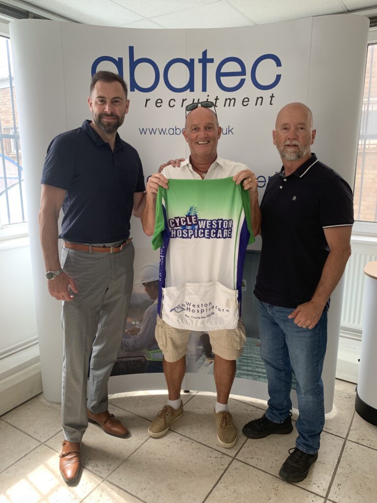 Abatec Recruitment in Weston-super-Mare North Somerset supporting local hospicecare through endurance cycle challenge.
